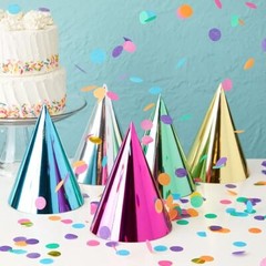 50 Pack Birthday Party Cone Hats for Kids and Adults, Bulk Set in 5 Colors (M…