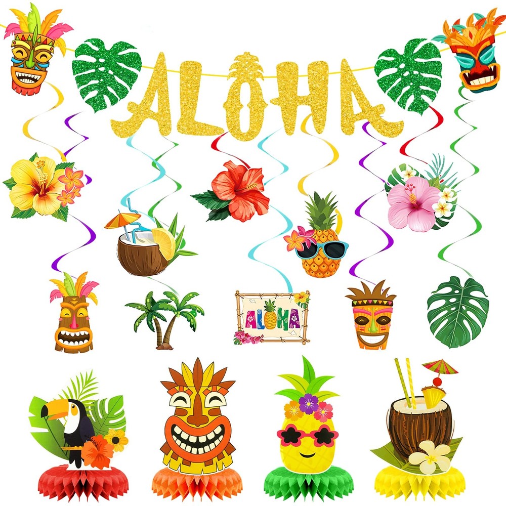 Luau Party Decorations, Hawaiian Party Decorations with Aloha Banner Hanging …
