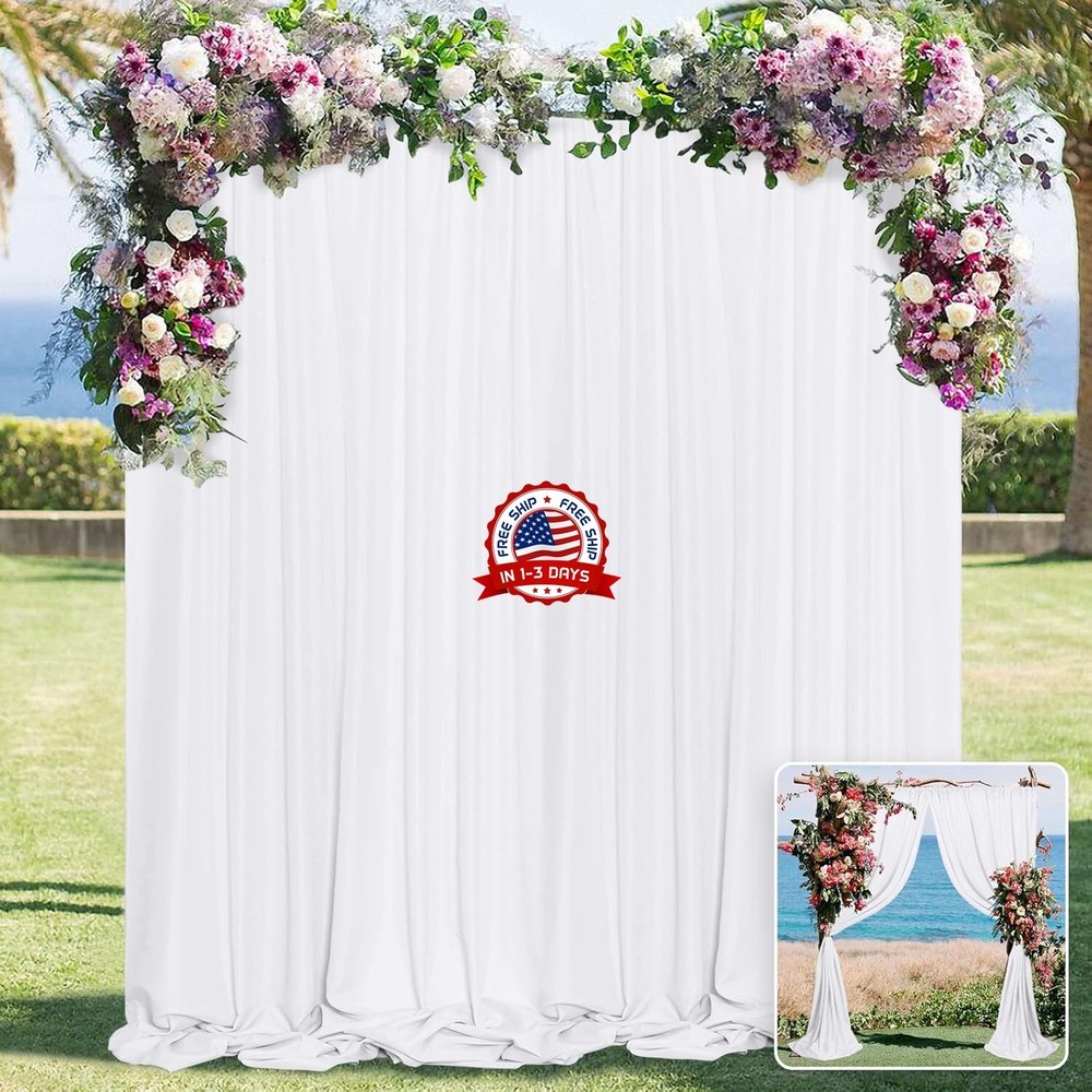 Cortinas de fondo blanco de 5×10 pies, 2 paneles, para fiesta, boda, Baby Shower