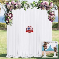 Cortinas de fondo blanco de 5×10 pies, 2 paneles, para fiesta, boda, Baby Shower