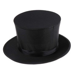 Black Top Hat Magician Collapsible Hat for Kids Teen Boys Adults Birthday Party