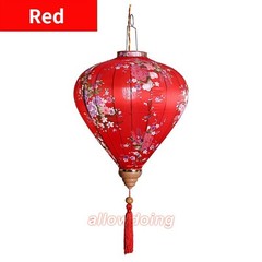 12 Inch Floral Pattern Oval Satin Silk Lanterns Hanging Chinese Retro Decor Cute