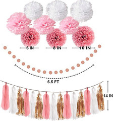 Pink Rose Gold Birthday Party Decorations Set, Rose Gold Glittery Happy Birthday