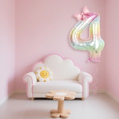 Number 4 40 Inch Rainbow Star Gradient Giant Number Balloon & Mini Bow Balloo…