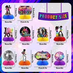 10 Pcs 70s Disco Party Decorations Back to 70s Honeycomb Centerpieces for The…