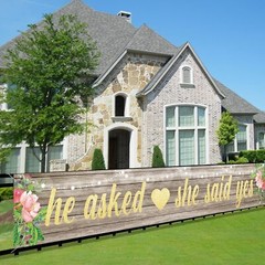 He Asked She Said Yes Backdrop Banner Decorations Large Wedding Engagement Pa…