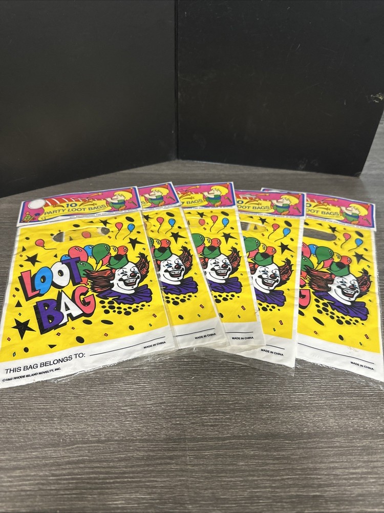 Vintage Clown Party Birthday Goodies Loot Treat Bags With Handles 5 Packs Of 10