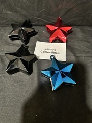 Star Shaped Balloon Weights 5.5oz ea lot of 4 – 2 Black, One Red, One Blue Party