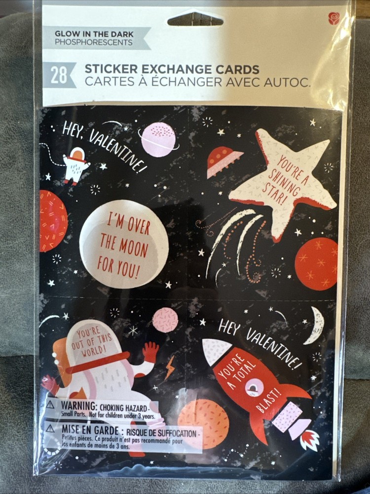 28 Sticker Valentines Space Themed ~ Great for Classroom Valentine Parties