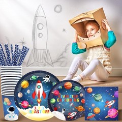 Galaxy-Themed Birthday Party Set – 120 Pcs Dinnerware for 24 Guests Easy Cleanup