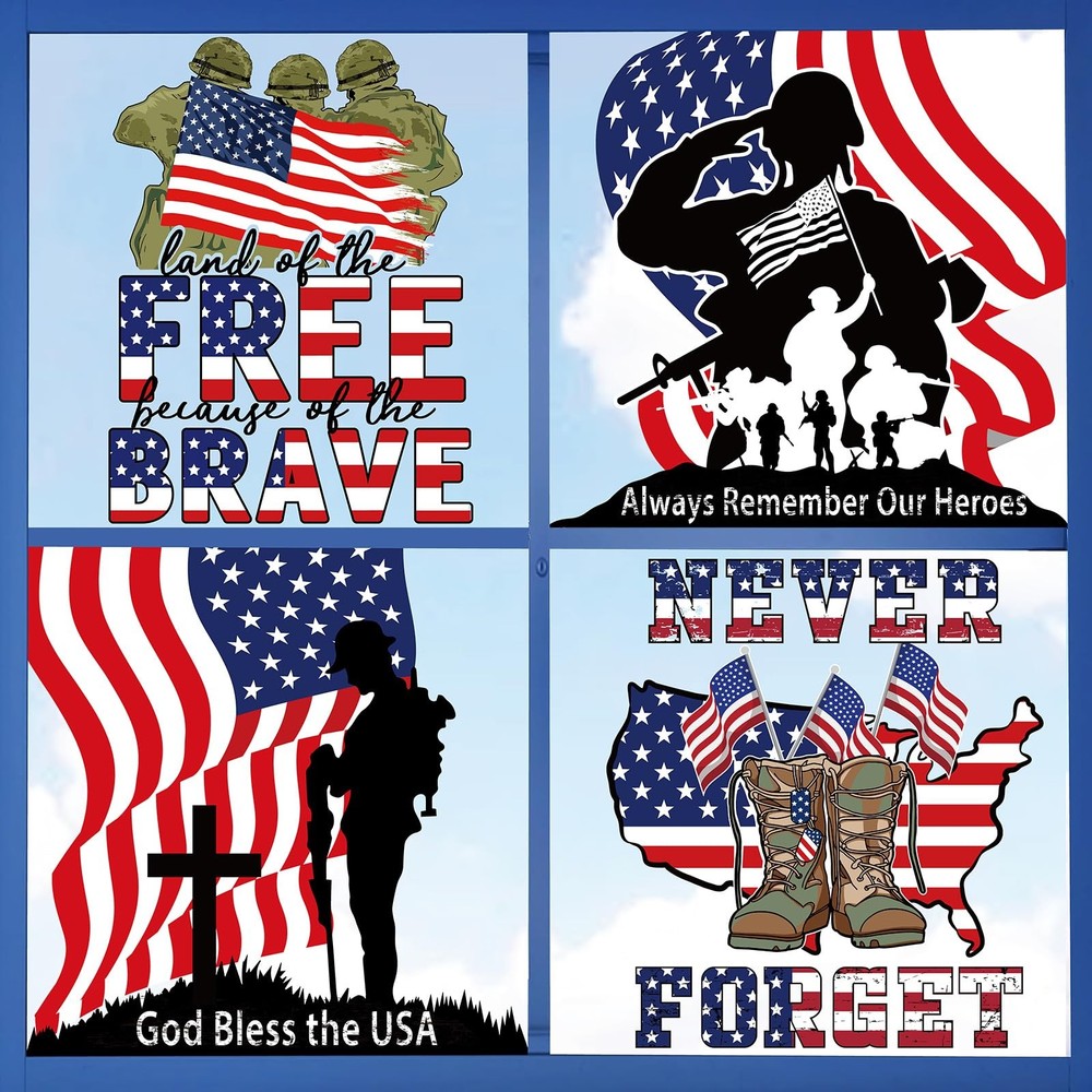 Memorial Day Land of The Free Window Clings 4th of July Patriotic America Flag C