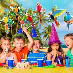6 Pcs Tropical Birds Honeycombs, Parrot Honeycomb Decorations, Parrot Paper Cuto