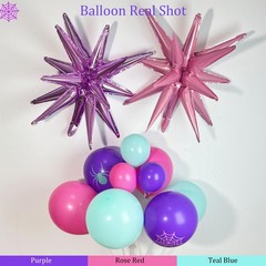 129Pcs Pink Spider Balloon Arch Kit, Rose Red Pastel Teal Blue Purple Balloon…