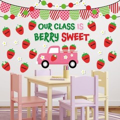 82 PCS Strawberry Bulletin Board Decoration Set Paper Cutout School Classroom