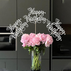 12 PCS Happy Birthday Centerpieces Sticks Double Sided Glitter Birthday Party De