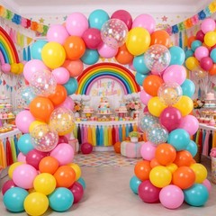 60PC Rainbow Balloons Set, Colorful Balloons, 12 Inch Bright Color Yellow Ora…