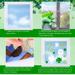 9 Sheets St. Patrick’s Day Shamrock Window Cling Stickers Window Decals Green Wh