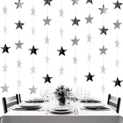 Silver Shining Star Hanging Garland Silver Hanging Sparkling Star Streamer Glitt