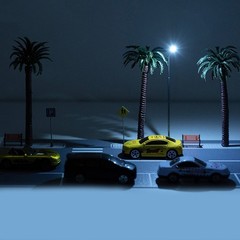 LED Illuminated 1/64 Scale Car Parking for lot Diorama Model for Collectors