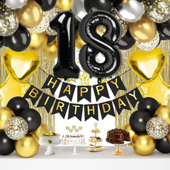 Happy 18th Birthday Decorations, 23pcs Black And Gold Birthday Decorations, B…