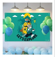Tom And Jerry Party Backdrop/Wall Hanging «Let’s Explore» Approximately 3’x5″