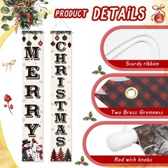 Christmas Decorations Merry Christmas Banner Xmas Porch Door Sign 75″ x 12″ R…
