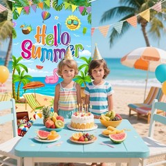 Hello Summer Door Cover Hawaiian Beach Decorations Tropical Beach Hawaiian Do…