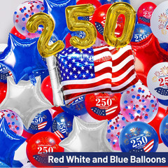 104 PCS Red White and Blue Balloon Garland Arch Kit, 4Th of July Balloon Arch Ki