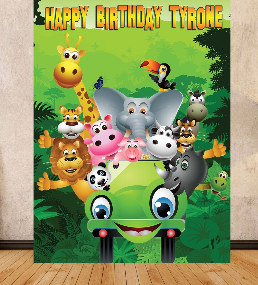 Jungle Animals Kids Background Backdrop Scene Setter Print Graphic Personalised