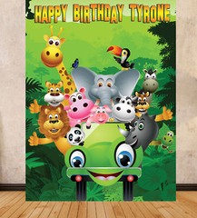 Jungle Animals Kids Background Backdrop Scene Setter Print Graphic Personalised
