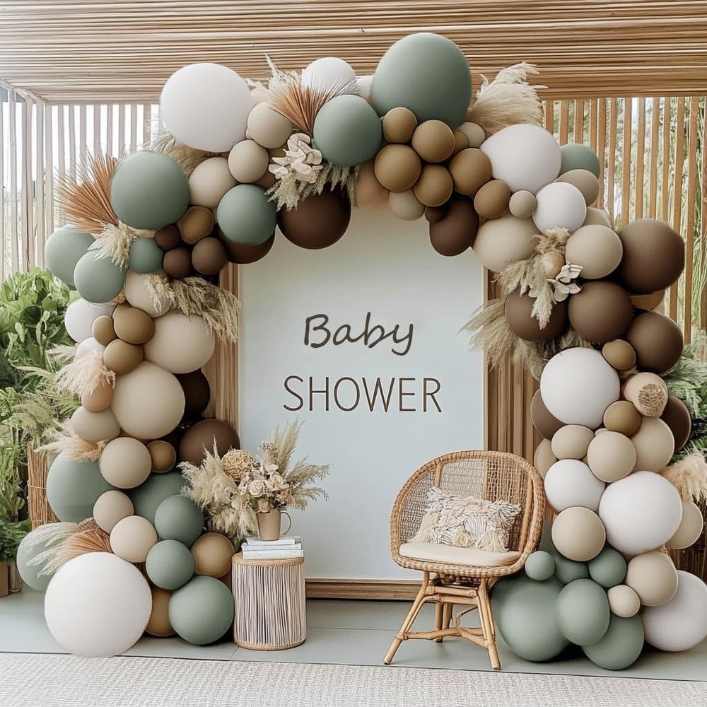 Dusty Green Nude Balloon Arch Double Sage Green Brown Beige White Sand Cream …