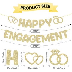 Pre-Strung Engagement Party Decorations,Glitter Happy Engagement Banner,Engag…