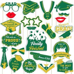 2025 Graduation Photo Booth Props, Green Gold