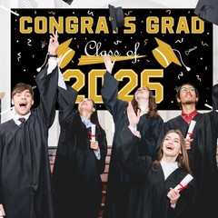 2026 Graduation Decorations – Black Gold 32.7 inches x 65 inches,