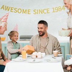 Awesome Since 1984 Banner Pre-strung Happy 41st Birthday Banner Gold Glittery…