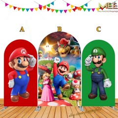 Super Mario Bros Arch Backdrop Kids Birthday Party Photo Background Decorations