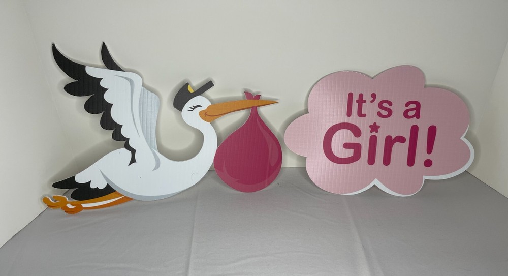 Big Dot of Happiness Lawn Decorations 10 Pc It’s a Girl! w/Stork NIOB