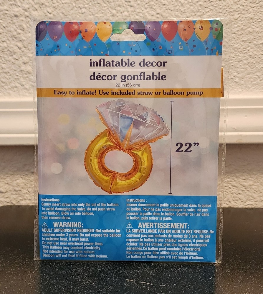 Diamond Ring Foil Balloon 22″ tall – Engagement, Bachelorette, Wedding Party NIB