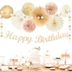 21pc Boho Birthday Party Decorations Set Champagne Gold Beige Retro Party Decor