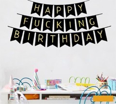 Black Happy Birthday Bunting Banner Perfect for Birthday Party Decoration