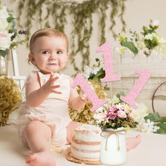 12 PCS Pink 1st Birthday Centerpieces Glitter Number 1 Table Topper Decor