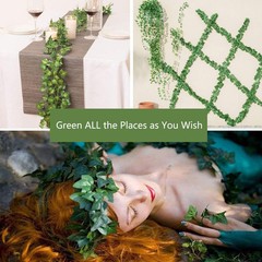 12 Pack Fake Vines for Room Decor Artificial Ivy Garland with Clip Green
