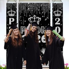 3PCS Prom Send Off Decorations Banner Prom Door Porch Sign Decorations 2026 Blac