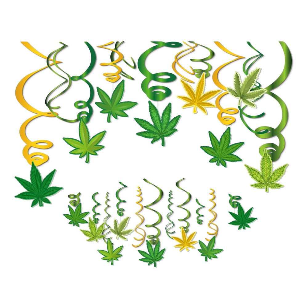 30Ct Green Leaf Hanging Swirl Decorations, Paper Plant Leaves Party Supplies,…