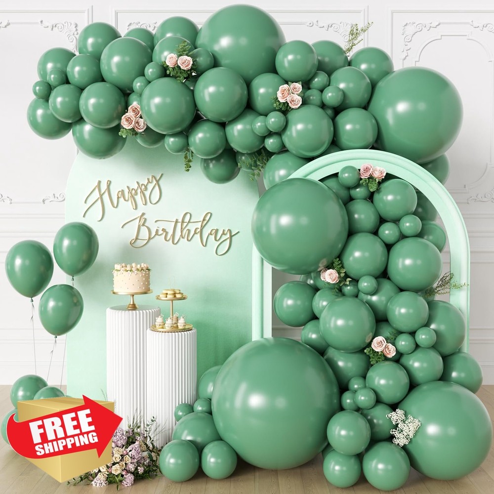 KALOR 135pc Bean Green Balloons Various Sizes