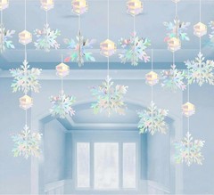 Christmas Hanging Snowflakes Decorations, Hanging Iridescent Snow Flakes for …