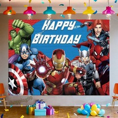 Marvel Superhero Avengers Photo Background Banner Birthday Party Backdrop Decor