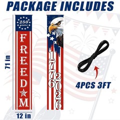 4-Piece Patriotic Flag Banners – Perfect for 250th Independence Day Celebration