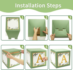 Baby Shower Boxes with Letters, 4Pcs Sage Green Baby Shower Decorations for Boy