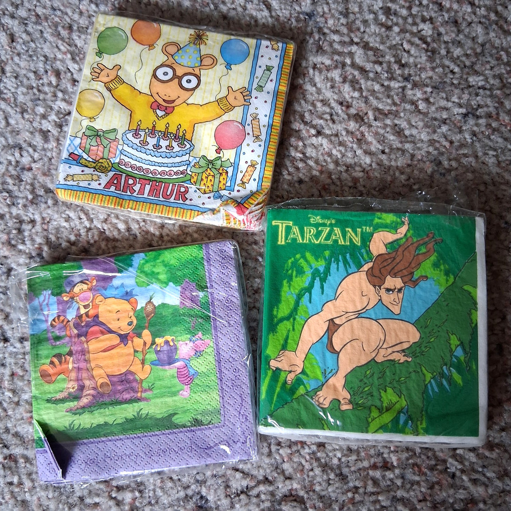 Vintage Napkin Sampler Pack for Junk Journals-Decoupage Disney-Arthur Vintage